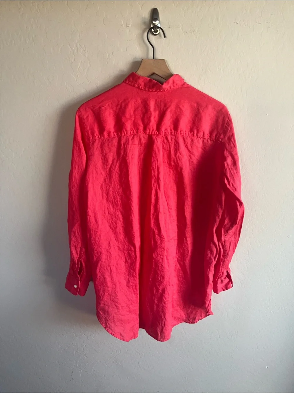 GAP 100% Linen Boyfriend Coral Button Down Shirt Size M Vacation Relaxed Classic - Picture 5 of 5